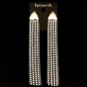 HTF Kenilworth Silver Chain Party Earrings 5" long